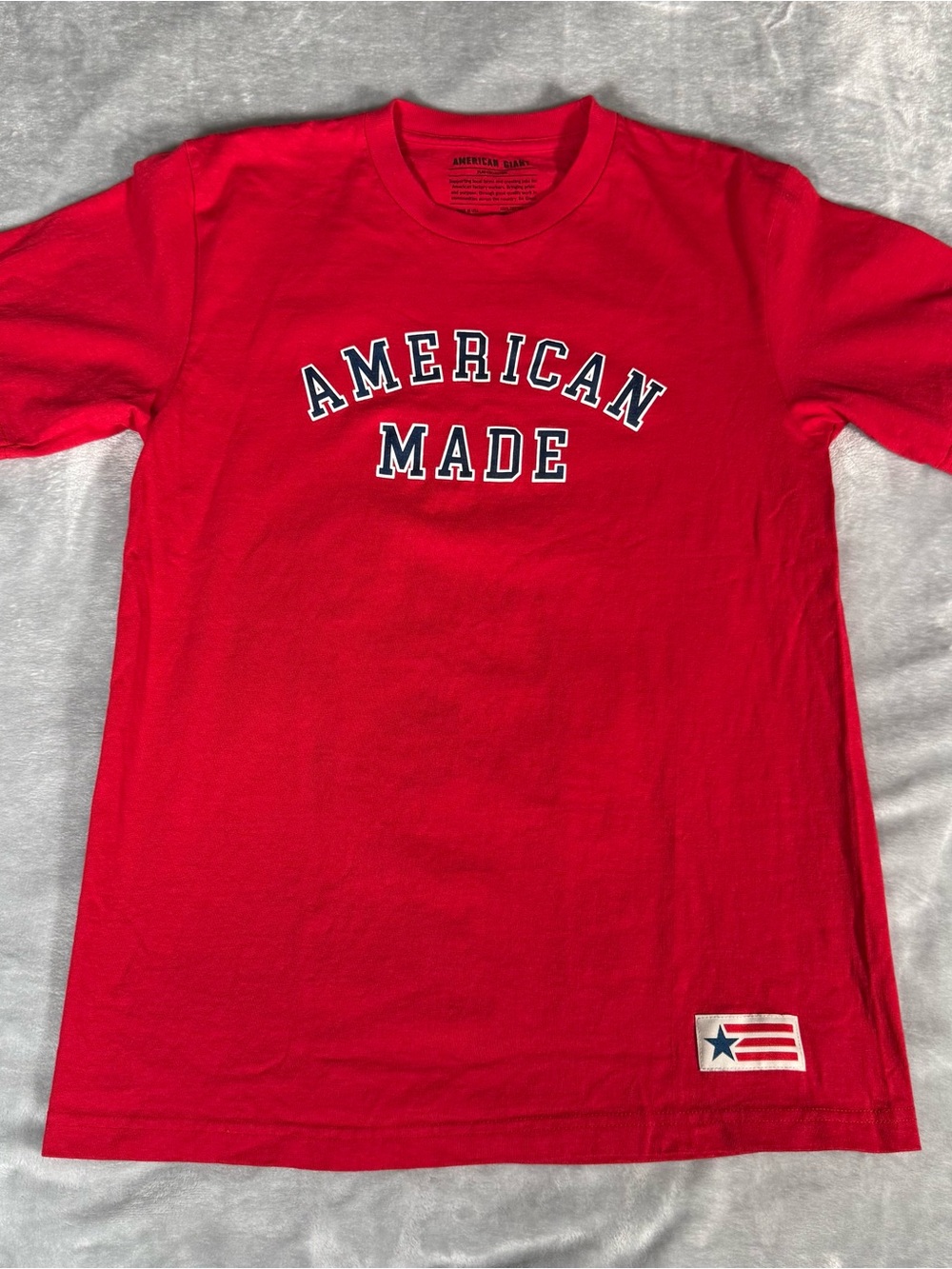 American Giant American Made T Shirt Mens M Slim Fit Flag Collection Red